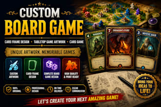custom board game, board game card frame design, tabletop game artwork,card game
