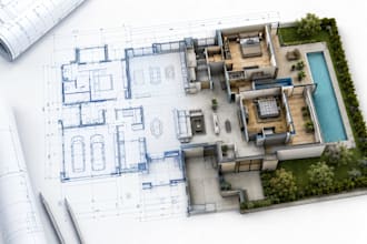 design modern house floor plan and architectural construction drawings  in cad