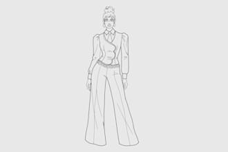 sketch a simple flat sketch fashion illustration