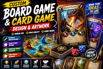 design card game, board game card frame design, card box for cards game art