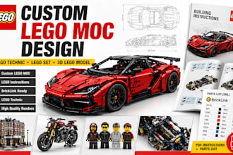 design custom lego moc, lego set, 3d lego model, lego technic with instructions
