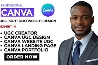 design canva website ugc portfolio, canva landing page canva portfolio canva ugc