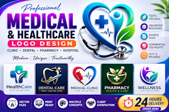 design medical and healthcare website, clinic, dental, pharmacy logo