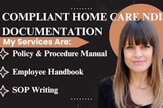 write ndis complaint home care policy, procedure manual, sops, employee handbook