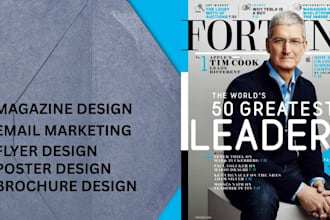 design a professional magazine newsletter catalog flyer email marketing material