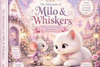 design a cute cartoon illustration book and story book