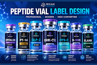 do product label design, vial label, peptide label and supplement label design