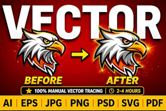 vectorize image, redraw logo manually, jpg or png to vector svg