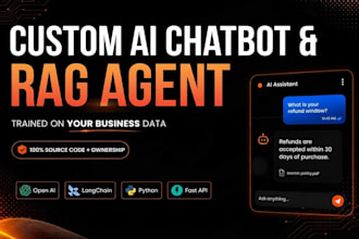 develop custom ai chatbot, rag agent with openai, python, langchain