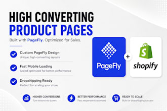 build shopify dropshipping store product via  pagefly landing page dropship