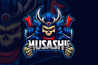 draw wonderful samurai knight mascot logo design with company