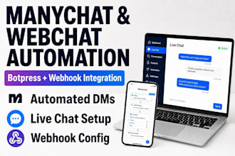 build botpress webhook integration live chat manychat automation webchat