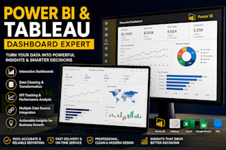 design professional power bi and tableau dashboard business intelligence, report