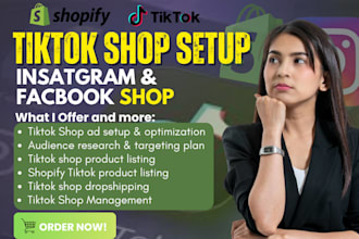 setup tiktok shop facebook instagram shop shopify marketing store design