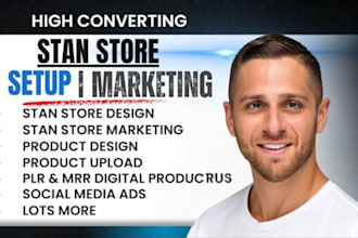 setup stan store, design stan store and upload digital products fast