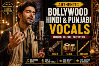 sing hindi, urdu, sufi, and punjabi songs with live indian classical instruments