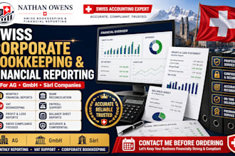 do corporate bookkeeping and monthly financial reporting for swiss ag gmbh, sarl