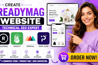 create readymag website seo printify printful product hub ecommerce branding