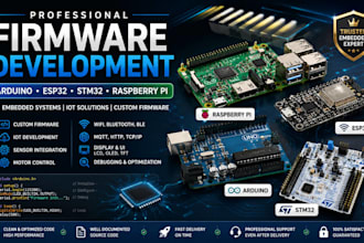 do professional arduino raspberry pi and esp32 stm32 firmware programming