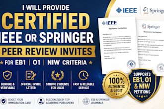 provide certified ieee, elsevier or springer peer review invites for eb1 o1 niw