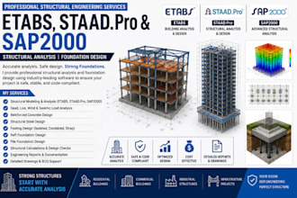 perform etabs staad pro and sap2000 structural analysis foundation design