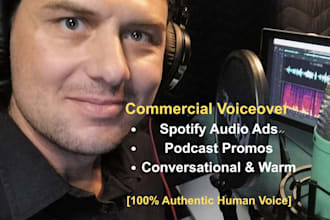 record a warm conversational voice over for commercial or podcast ads