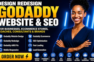 design redesign godaddy website develop godaddy ecommerce fix godaddy airo seo