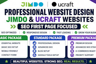 design jimbdo website, jimdo SEO first page, along side with ucraft website
