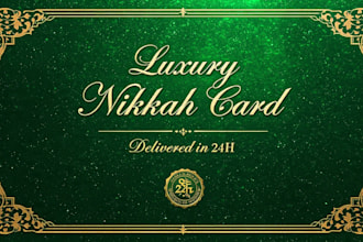 design luxury islamic nikkah wedding invitation card in 24h