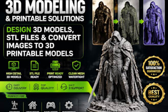 design 3d models, stl files and convert images to 3d printable models
