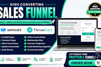 create samcart, sales funnel, thrivecart, samcart funnel, samcart landing page