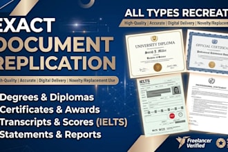 replicate any document, certificate, degree, ielts, school diploma, statement