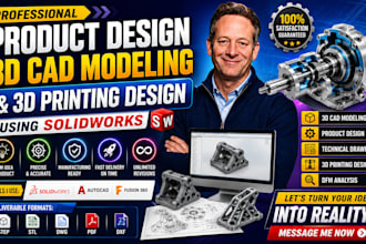 do product design, 3d cad modeling and 3d printing design in solidworks