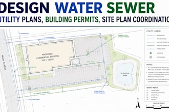 design water sewer utility plans, building permits, site plan coordination