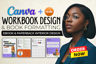 do workbook design, book formatting, redesign and canva workbook layout design