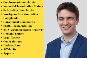 be employment lawyer for wrongful termination, harassment,nda, legal advice,eeoc