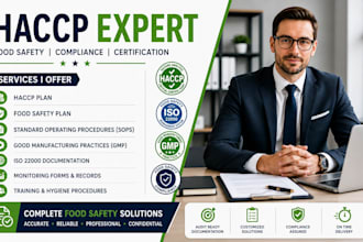 create haccp plan, food safety plan, sops, gmp, iso 22000 and monitoring forms