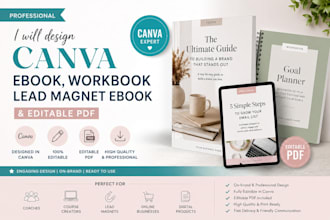 design canva ebook, canva work book, lead magnet ebook, editable pdf