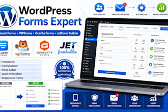 install and configure fluent forms, wpforms, gravity forms, and jetform builder