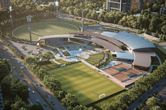 remodel 3d sport facilities, multi purpose indoor hall, sport complex cgi render