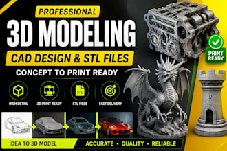 3d printable assets, cad models and concept to model conversion