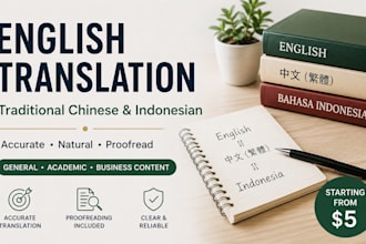 translate english, traditional chinese, and indonesian