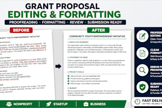 edit, proofread and format your non profit grant proposal, business plan