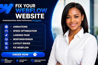 fix webflow website bugs, layout, responsive issues, seo
