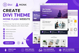 create divi theme, monk, flash website