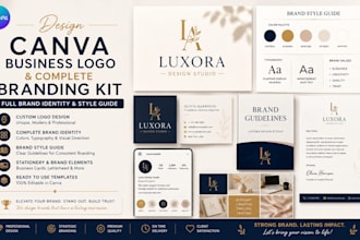 design canva business logo, branding kit full brand identity brand style guide