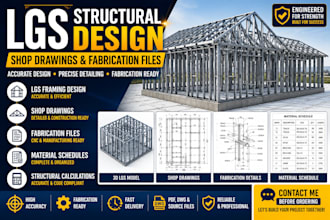 design lgs framing, shop drawings and fabrication files