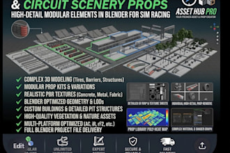 do track asset design and circuit scenery props in blender