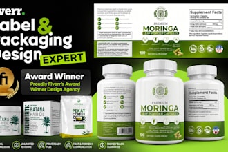 do product label design, supplement label and packaging box design