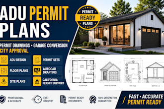 create adu permit plans, permit drawings, garage conversion and city permit set